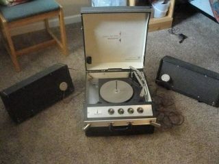 Vintage Westinghouse Suitcase Stereophonic Record Player With Speakers