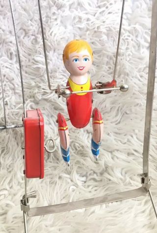 Vintage Jack Schylling TIK - TAK ACROBATS Wind Up Tin Toy Circus Trapeze 2000 4