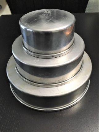 Vintage Wearever Aluminum Stacking Cake Pans 4” - 6” - 8” X 2” Deep For Bridal Etc