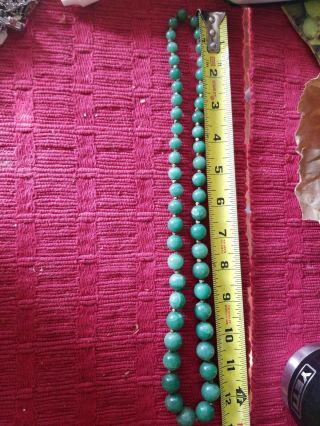 Vintage Graduated Jade Beads Necklace 25 " Long