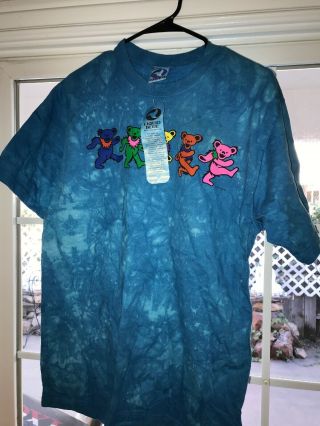 Vtg 1997 Grateful Dead T - Shirt Liquid Blue Dancing Teddy Bears Graphic Tee Tour