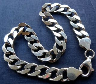 Vintage 925 Sterling Silver & Gold Wide Flat Chain Bracelet - R140
