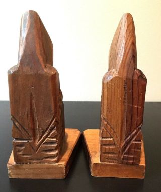 Vintage Priest Monk Catholic Religious Wood Art Carved Bookends Reading Bible 5