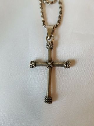 Vintage Taxco Sterling Silver Cross Pendant Marked Tl - 76 Mexico 925,  20 " Chain