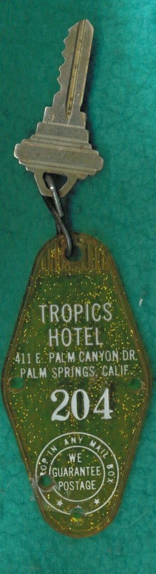 Vintage Hotel Key Fob Tropics Hotel Palm Springs California
