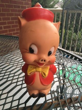 Vintage Sun Rubber Co Warner Bros Cartoons Porky Pig Rubber Squeeze Toy Old One