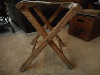 Vintage Camping Fishing Folding Stool Canvas Chair Lodge Cabin Country Decor 2 4