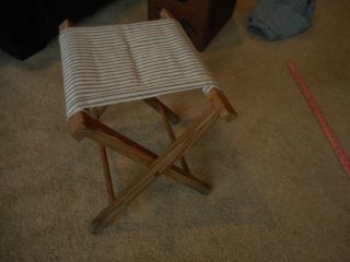 Vintage Camping Fishing Folding Stool Canvas Chair Lodge Cabin Country Decor 2 8