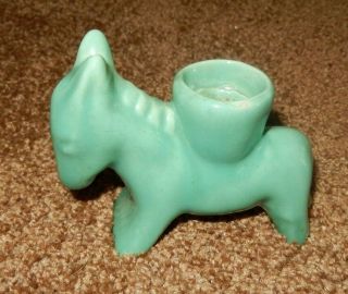 Vintage Green Pottery Donkey Candle Holder