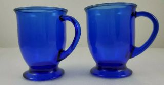 Large Vintage Cobalt Blue Glass Anchor Hocking Usa Coffee Mug Cup 5” H