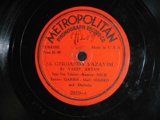 Vintage Ethnic 78 Rpm Record Turkish Armenian Metropolitan 2019 Vahit Artan