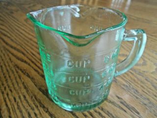 Kellogg’s Three Spout Green Depression Glass Measuring Cup One Cup Vintage