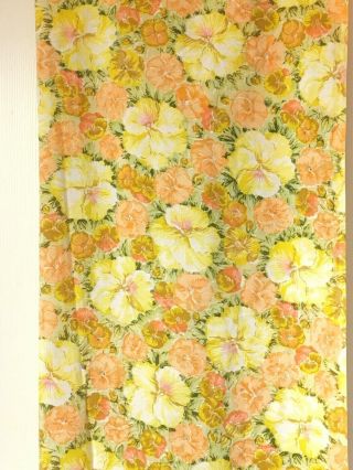 Vtg 70s Sears Cheery Yellow Floral Heavy Weight No - Iron Twin Flat Sheet 72x104”