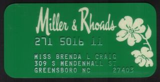 Vintage Miller & Rhoads Princess Size Merchant Credit Card