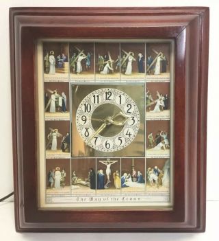 Rare Vintage " The Way Of The Cross " - " Stations Of The Cross " Wall Clock Jesus