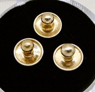 Set Of 3 Vintage 9ct Gold Collar Dress Shirt Studs Mens Jewellery Accessory