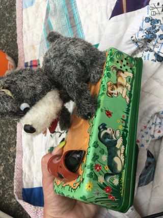 Vintage Modern Toys Dog Tin Toy Mohair Dog battery 1950s Metal Toy Cute Japan 4