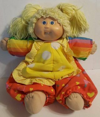 Vtg Cpk 1985 Cabbage Patch Kid Doll Blonde Yarn Hair Tooth Clown Clothes Outfit