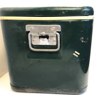 Vintage Green Thermos Metal Cooler Ice Chest USA With Bottle Opener Handles 4