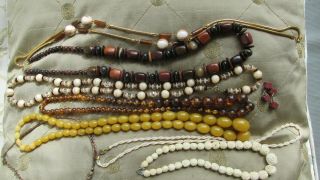 Joblot Quality Vintage Necklaces Neutral Natural Shell Wood Butter Scotch Amber