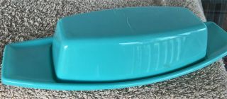 Vintage Aqua Blue Rubbermaid Plastic Butter Dish With Lid Retro Mid Century