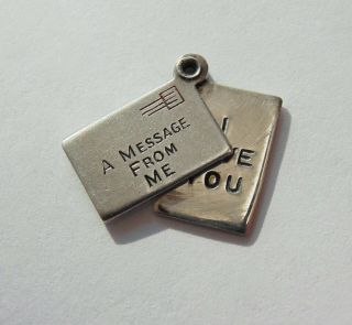 Vtg Sterling Silver Movable Message Envelope Moves Opens Bracelet Charm Pendant