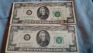 1969 $20 Star Note Bill Currency Jackson Vintage Money Chicago