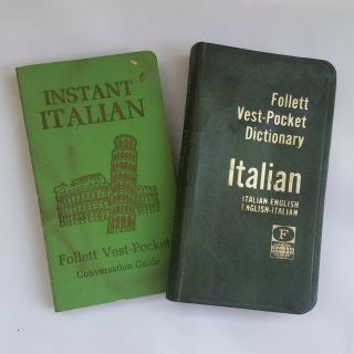 Vintage Follett Italian Vest Pocket Dictionary & Conversation Guides - 2 Books