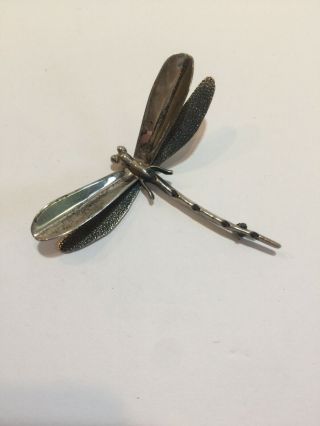 Vintage Mexico Sterling Silver Dragonfly Pin Brooch