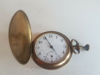 Vintage Old Full Hunter Pocket Watch Brass Finish w Top Cover Men Jewellery 2