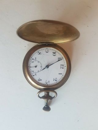 Vintage Old Full Hunter Pocket Watch Brass Finish w Top Cover Men Jewellery 5