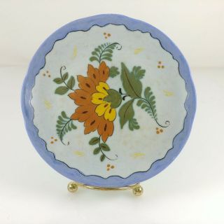 Vintage Royal Zuid Holland Gouda Butter Bread Plate Hand Painted Floral