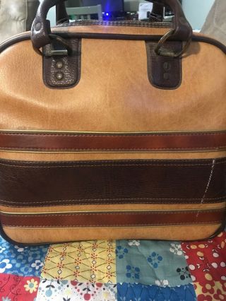 Vintage Bowling Ball Bag Case Brown Stripe Gold Rockabilly Retro