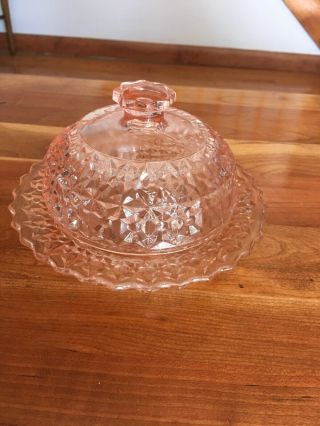 Vintage Pink Depression Glass Butter/cheese Dish Perfect 2 Piece