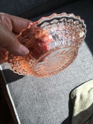 VINTAGE PINK DEPRESSION GLASS BUTTER/CHEESE DISH PERFECT 2 PIECE 5