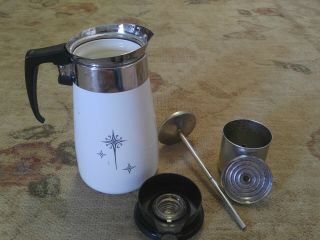 Vintage Corning Ware 9 cup Atomic Starburst Star Percolator Stove Top Coffee Pot 3