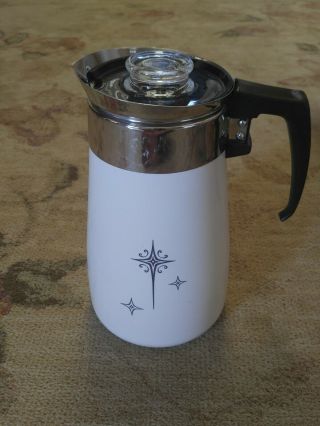 Vintage Corning Ware 9 cup Atomic Starburst Star Percolator Stove Top Coffee Pot 4