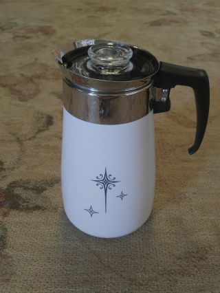 Vintage Corning Ware 9 cup Atomic Starburst Star Percolator Stove Top Coffee Pot 5