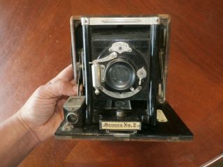 Antique Wooden Seneca No.  2 Folding Box Camera W/ Wollensak Optic Co Lens