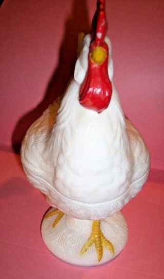 Vintage Westmoreland Milk Glass Rooster Easter Candy Dish Covered 9 " Mid Century