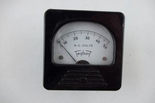 Vtg Triplett 0 - 50 Volts Voltmeter V Ac Gauge Meter 337 - S Bakelite Steampunk A