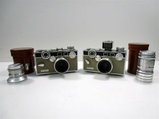 2x Vintage Argus C3 35mm Film Cameras W/ 50mm Lenses,  2 Sandmar - Parts/repair