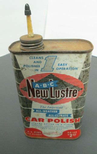 Vintage Car Polish Can Abc Lustre Allied Block Chemical Company Made In Usa