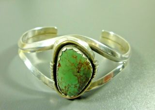 Vintage Sterling Silver Cuff Bracelet With Turquoise Stone