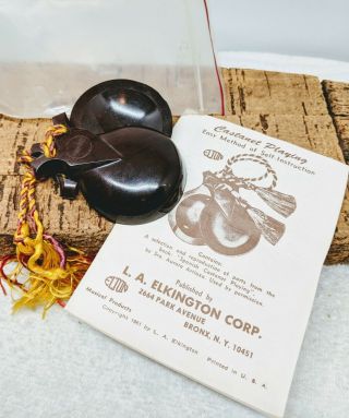 Vintage 1961 Elton Professional Castanets With Instruction Book