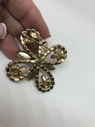 juliana Vintage pale yellow and Aurora Borealis crystal flower brooch pin gift 6