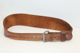 Vintage Heavy Duty Leather Weight Lifting Exercise Workout Belt 32 " - 43 "