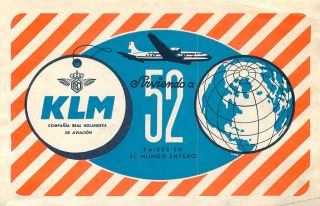 Holland Klm Royal Dutch Airlines Vintage Luggage Label