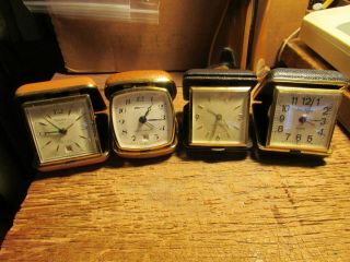 Vintage X4 Fold Up Travel Alarm Clocks,  Westclox/seth Thomas/etc. ,  4 Travel Clocks