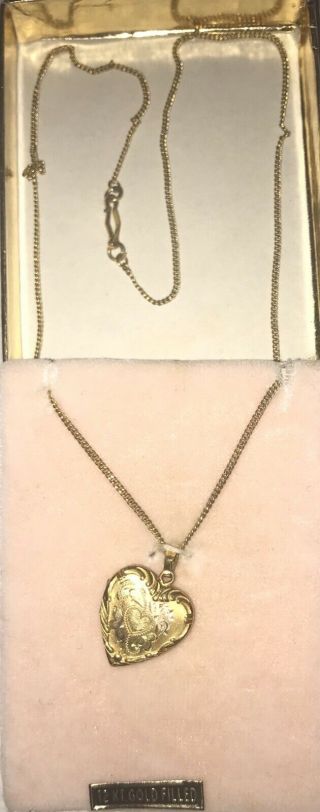 Vintage A&Z 12K Gold Filled Heart Locket and Necklace 2